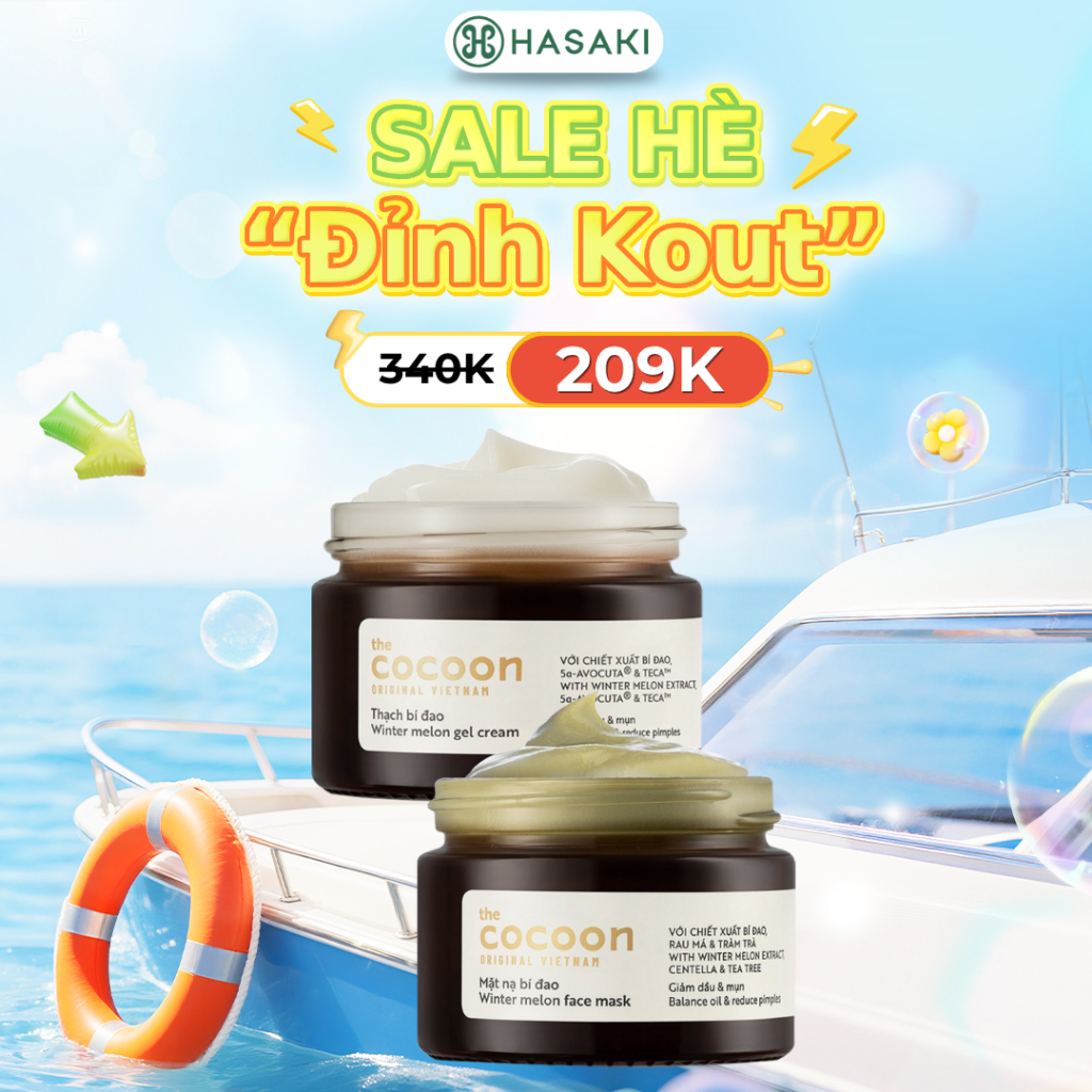 Combo Cocoon Kem Dưỡng & Mặt Nạ Bí Đao Giảm Dầu Mụn 30mlx2 Hasaki Sản Phẩm Chính Hãng