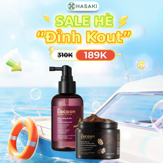 Combo Cocoon Tẩy Da Chết Toàn Thân Cà Phê Đắk Lắk 200ml + Nước Dưỡng Tóc Bồ Kết 140ml Hasaki