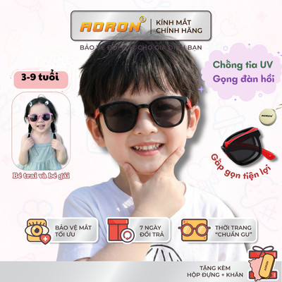 Kính Mát Gấp Gọn AORON Cho Bé Trai Và Bé Gái Tròng Phân Cực Chống UV Gọng Dẻo Đàn Hồi AK315