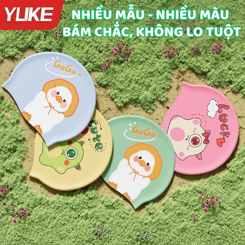 Mũ bơi trẻ em in hình cao cấp YUKE, silicone đàn hồi cao, không mùi - Nhập khẩu chính hãng HT Sport