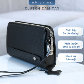 Clutch cầm tay, kẹp nách khóa số, Ví dài cầm tay nam nữ khóa số da bò Mill cao cấp