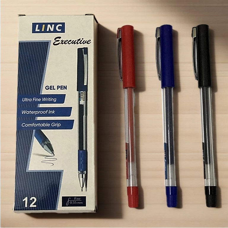 Hộp 12 chiếc Bút bi nước LINC Executive gel (Xanh, Đen, Đỏ)