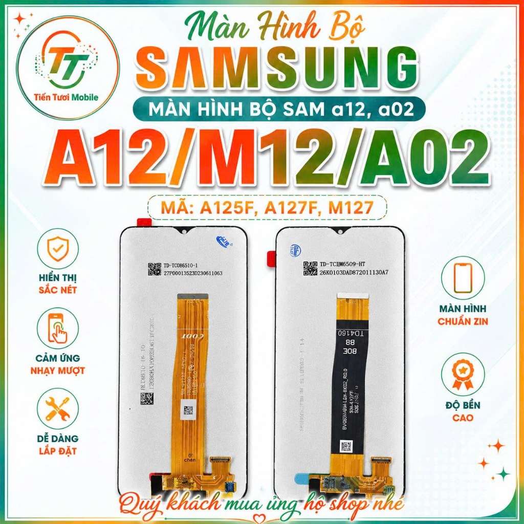 Màn hình bộ SAM a12/ M12/ a02,mã A125F,A127F,M127/ mới