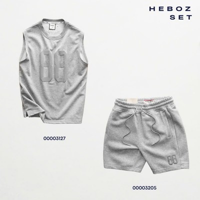 [FORM RỘNG] Set bộ nam HEBOZ logo 88 3M tank top & short nỉ chân cua - 00003172 & 00003205