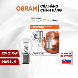 Combo 2 Bóng Đèn Sau 2 Tim Halogen OSRAM Original Dùng Cho Xe Oto Chân S25 P21/5W 12V 21/5W 7528-02B (Chân Cao Thấp)