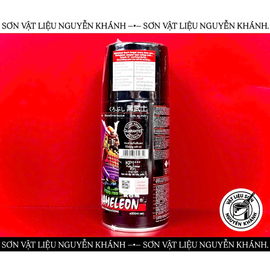 Sơn Xịt Samurai KP1 – Sơn Lót Lấp Vết Trầy Xước, Putty Primer Kameleon 300ml Cho Xe Máy, Nhựa, Kim Loại