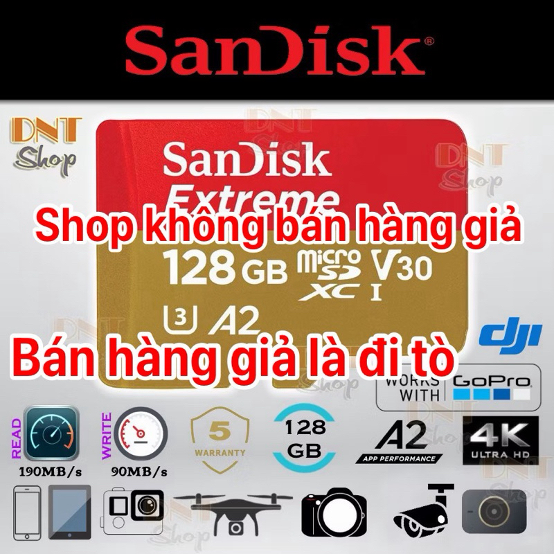 Thẻ nhớ MicroSDXC SanDisk Extreme A2 - 128GB V30 U3 4K Class 10 UHS-I 190MB/s 160MB/s (SDSQXAA-128G-AN6MA)