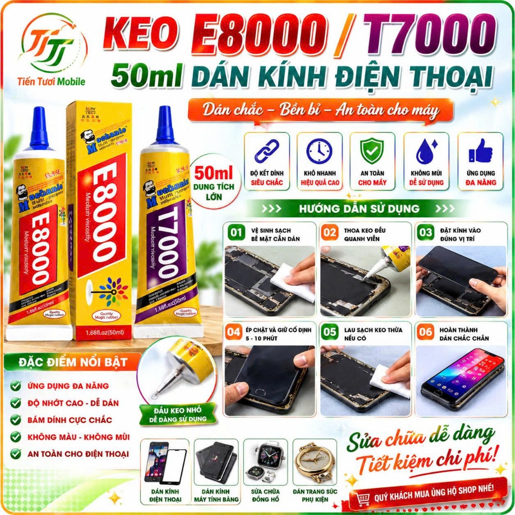 Keo E8000/T7000  50ml dán kính,dán lưng  điện thoại