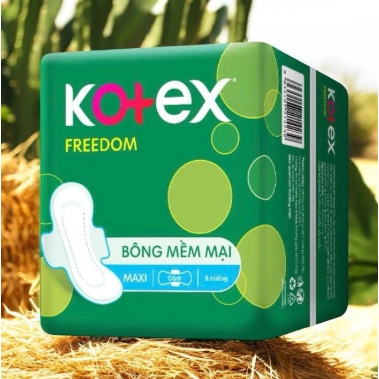 [Hàng Chính Hãng] 1 Bịch Kotex Freedom Maxi Có Cánh, Mặt Bông Mềm Mại (Bịch 8 miếng 23cm)