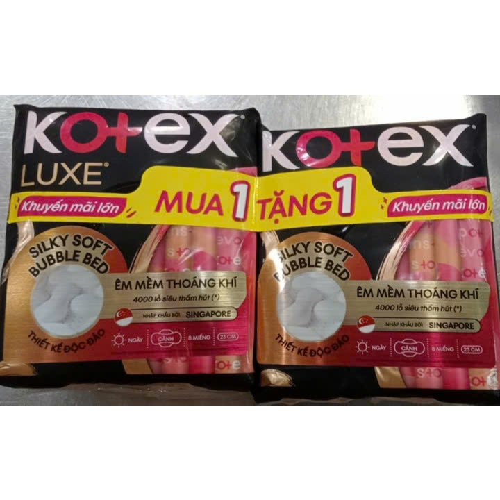 Băng vệ sinh kotex LUXE êm mềm thoáng khí 8 miếng 23cm (cánh)