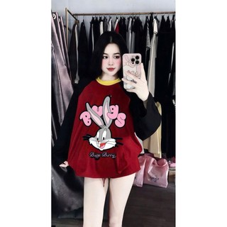 Set Bộ Áo Thun Rip Tay Dài In Hình + Quần Short Ngắn 
