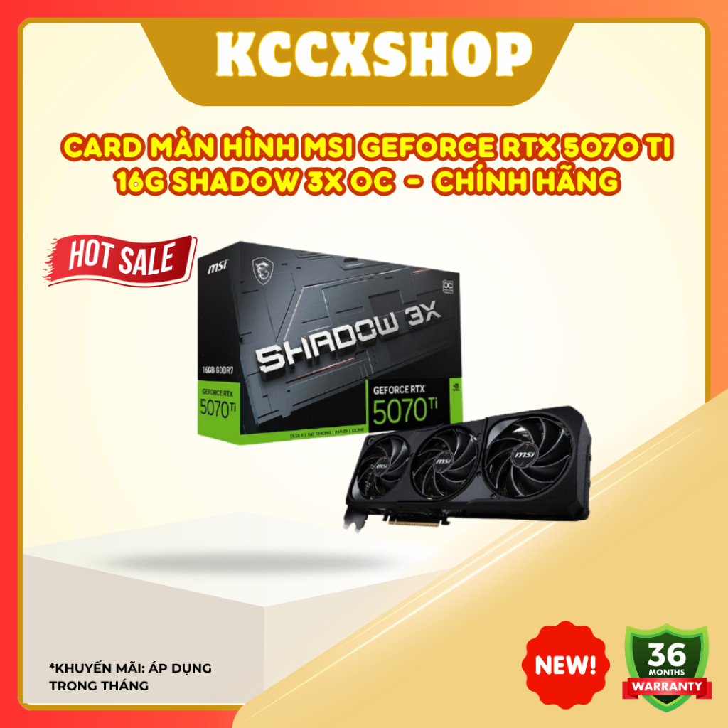 Card màn hình MSI GeForce RTX 5070 Ti 16G SHADOW 3X OC  -  chính hãng 3 năm