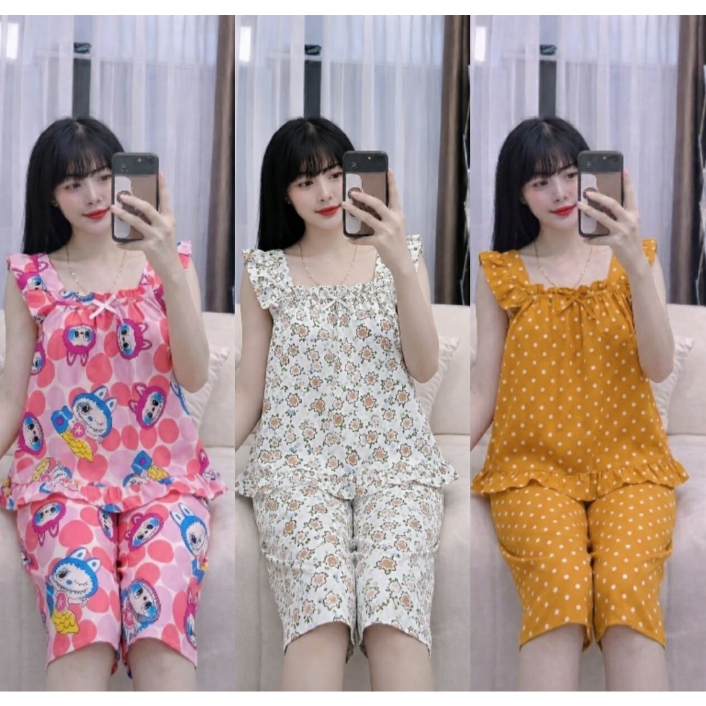 Bộ lụa hàn lửng dễ thương, 35 đến 53kg, ảnh thật