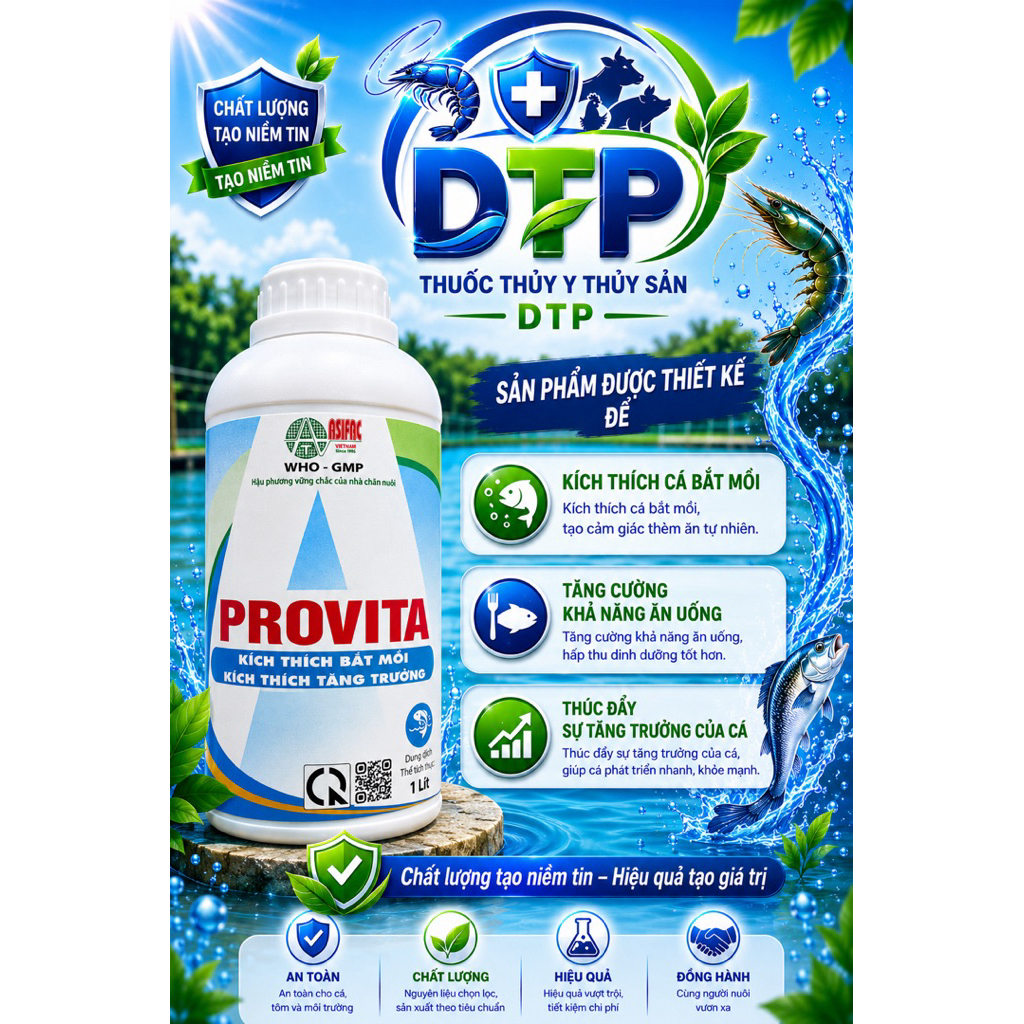 PROVITA 1L Bắt Mồi Cá Hiệu Quả | Hỗ Trợ Cá Ăn Mạnh, Tăng Trọng, Phát Triển Đồng Đều