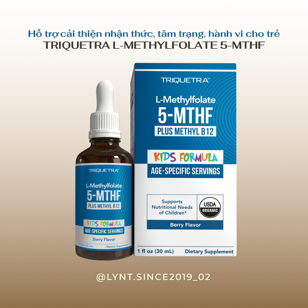 [Hàng Mỹ] Triquetra L-Methylfolate 5 MTHF Plus Methyl B12 hỗ trợ cải thiện nhận thức, tâm trạng, hàn