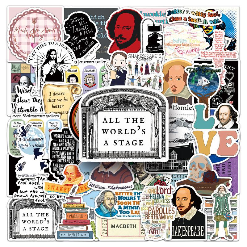 Bộ 50 Sticker William Shakespeare Nghệ Thuật Cao Cấp, Chống Nước Nhẹ. MS 18