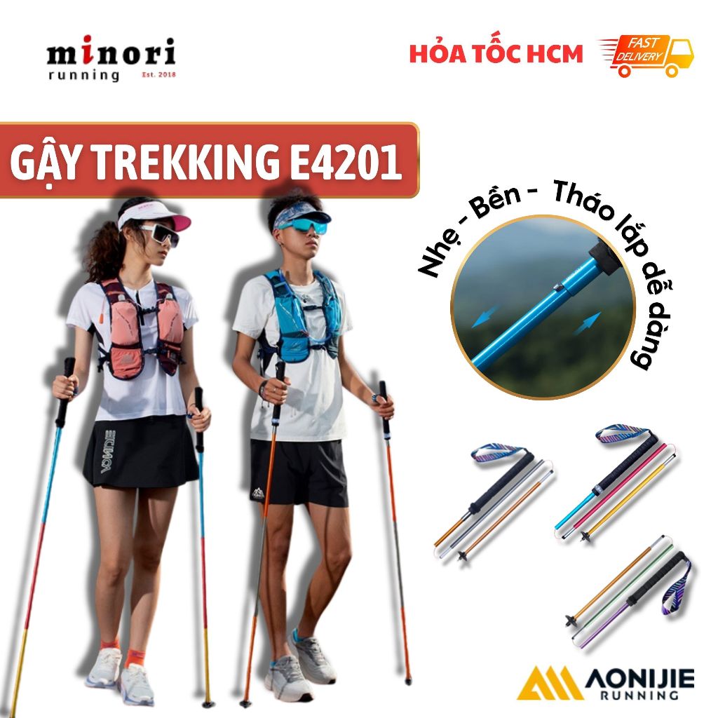 Gậy Chạy Trail Gậy Leo Núi Thể thao Ngoài trời Aonijie E4201 Hợp kim nhôm Gấp Gọn siêu nhẹ, bền bỉ