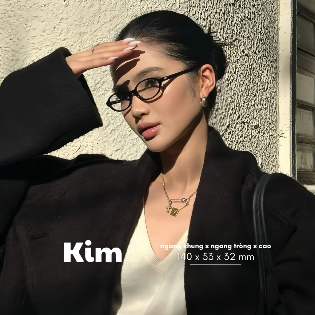 [Kim] Gọng kính mắt form oval bayonetta Kim. Phong cách vintage. Có thể thay lắp tròng cận. Hidi Stu