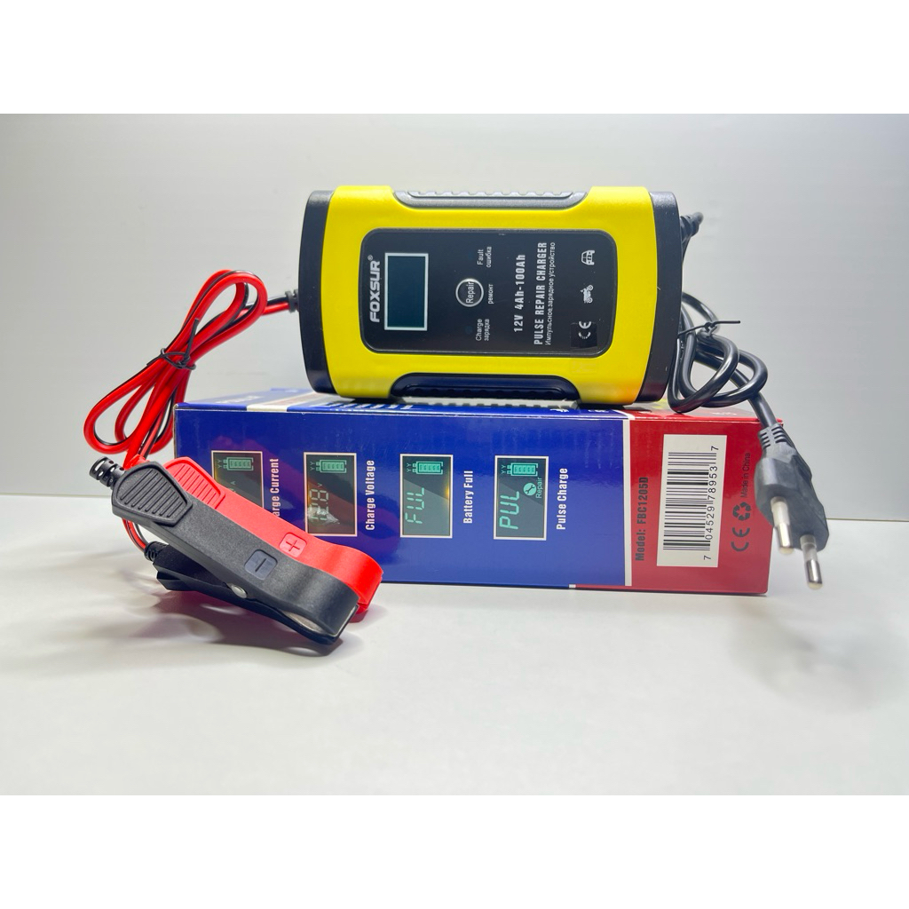 Bộ Sạc Acquy, Máy Sạc Ắc Quy FOXSUR 12V 5A Kèm Phục Hồi Bình, Sạc Bình Acquy, Tự Ngắt Khi Đầy, Khử S