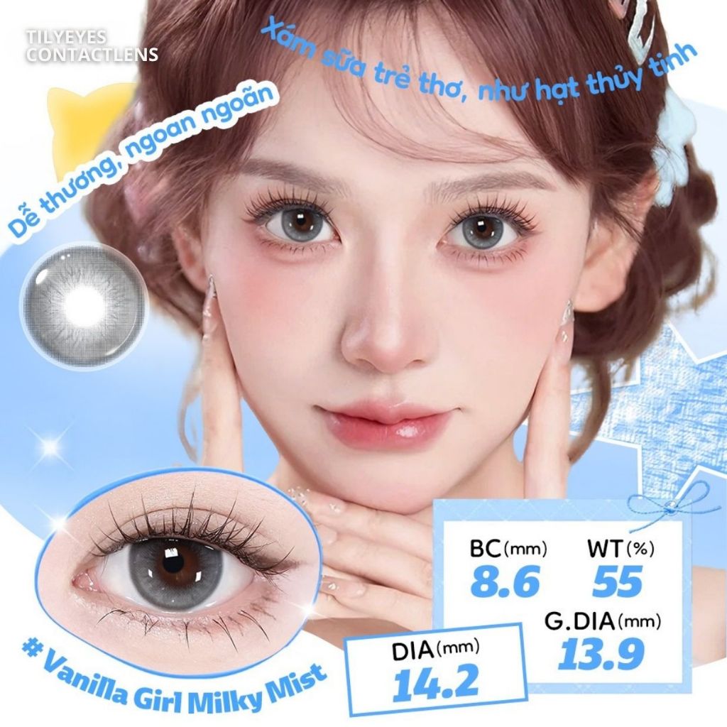 (Lens 1 Ngày) HOT Tổng Hợp Lens 1 Ngày Xám/Nâu/Đen Full 0.00-5.00 + Tặng Dụng Cụ Đeo