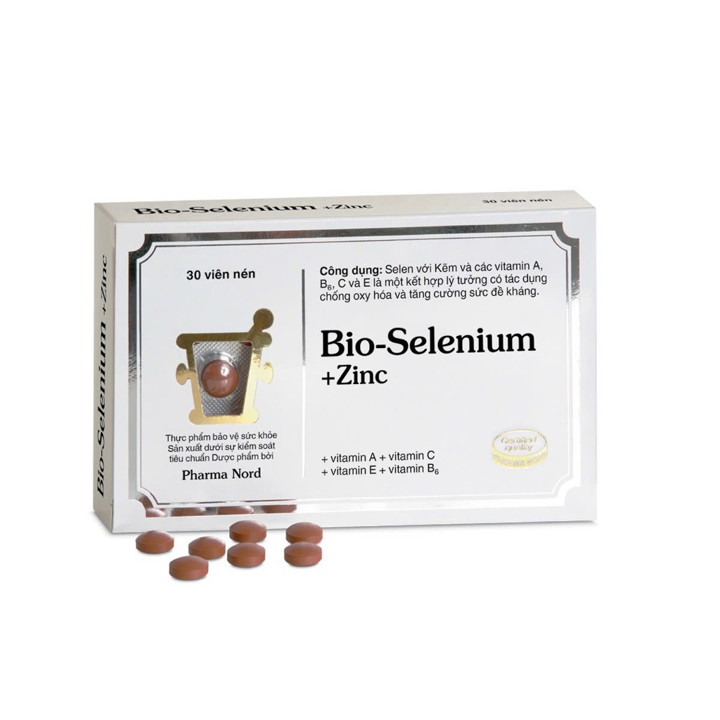 Bio-Selenium + Zinc Pharma Nord | Selenium + Kẽm + Vitamin A B6 C E | Hộp 30 Viên – Đan Mạch