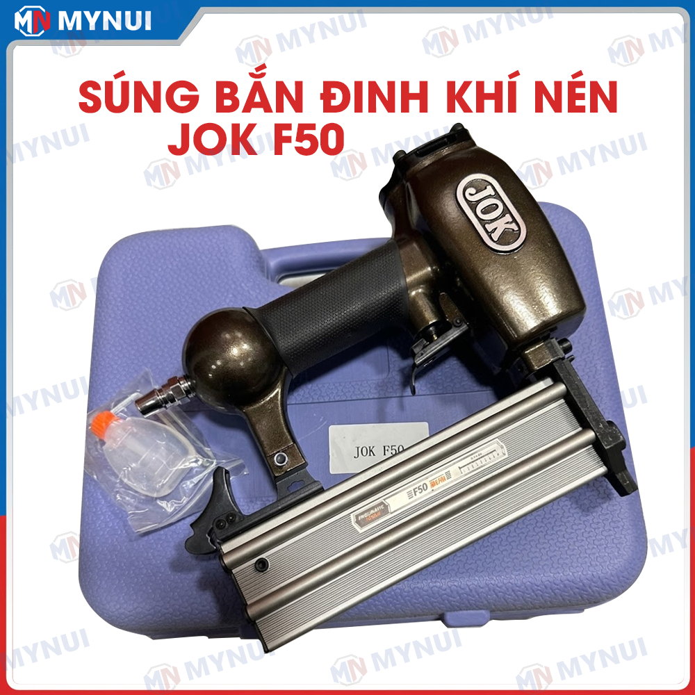 Súng bắn đinh JOK F50 - Súng bắn đinh dùng khí nén, kích thước 245x61x229mm, trọng lượng 0.85kg