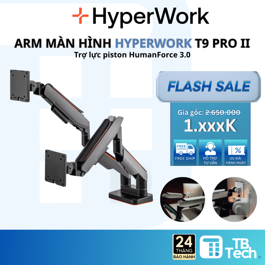[Chính Hãng] Giá Đỡ Màn Hình Human Motion T9 Pro II Dual - Bảo Hành 24 Tháng