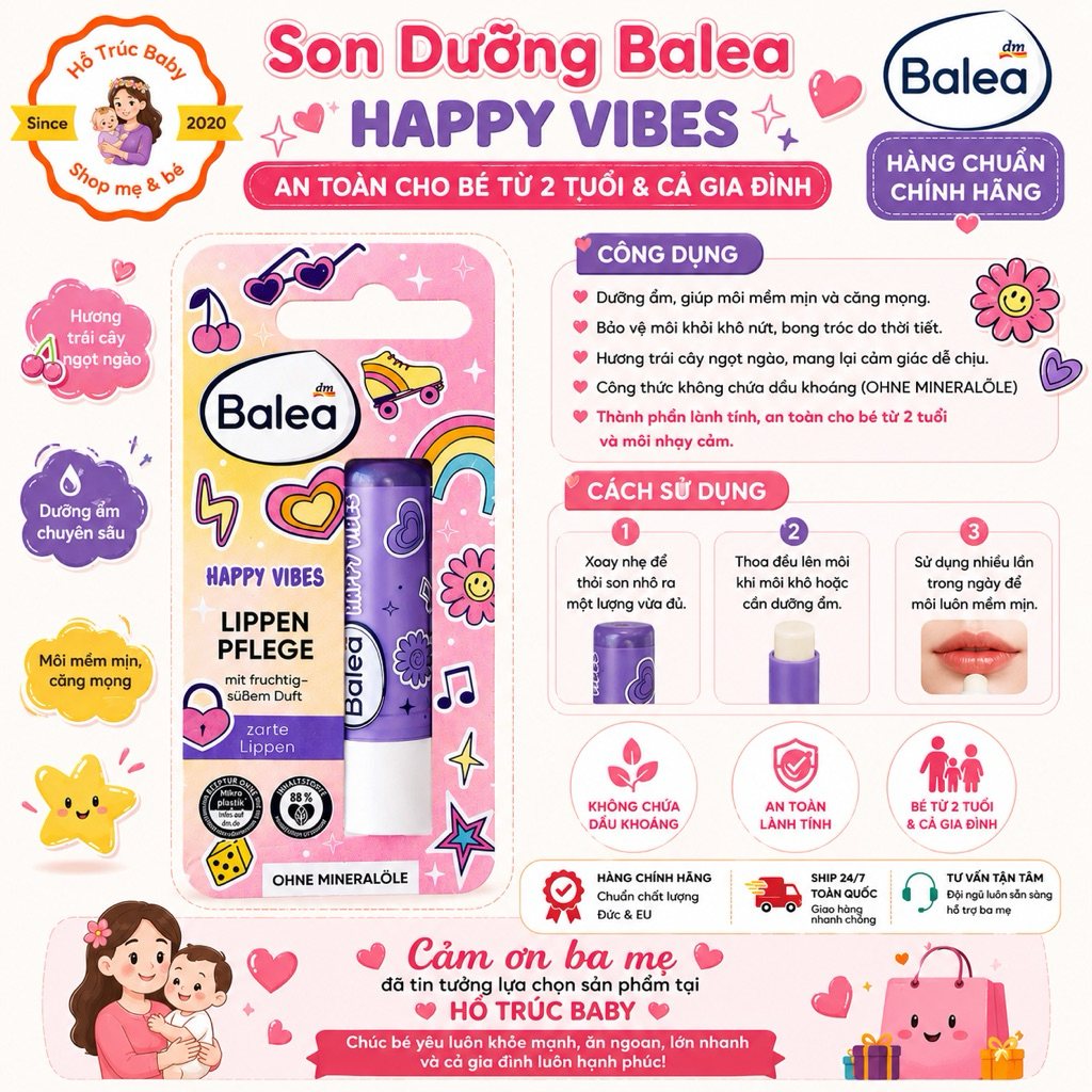 Son dưỡng môi BALEA OCEAN PRINCESS dành cho bé và người lớn, hàng Đức