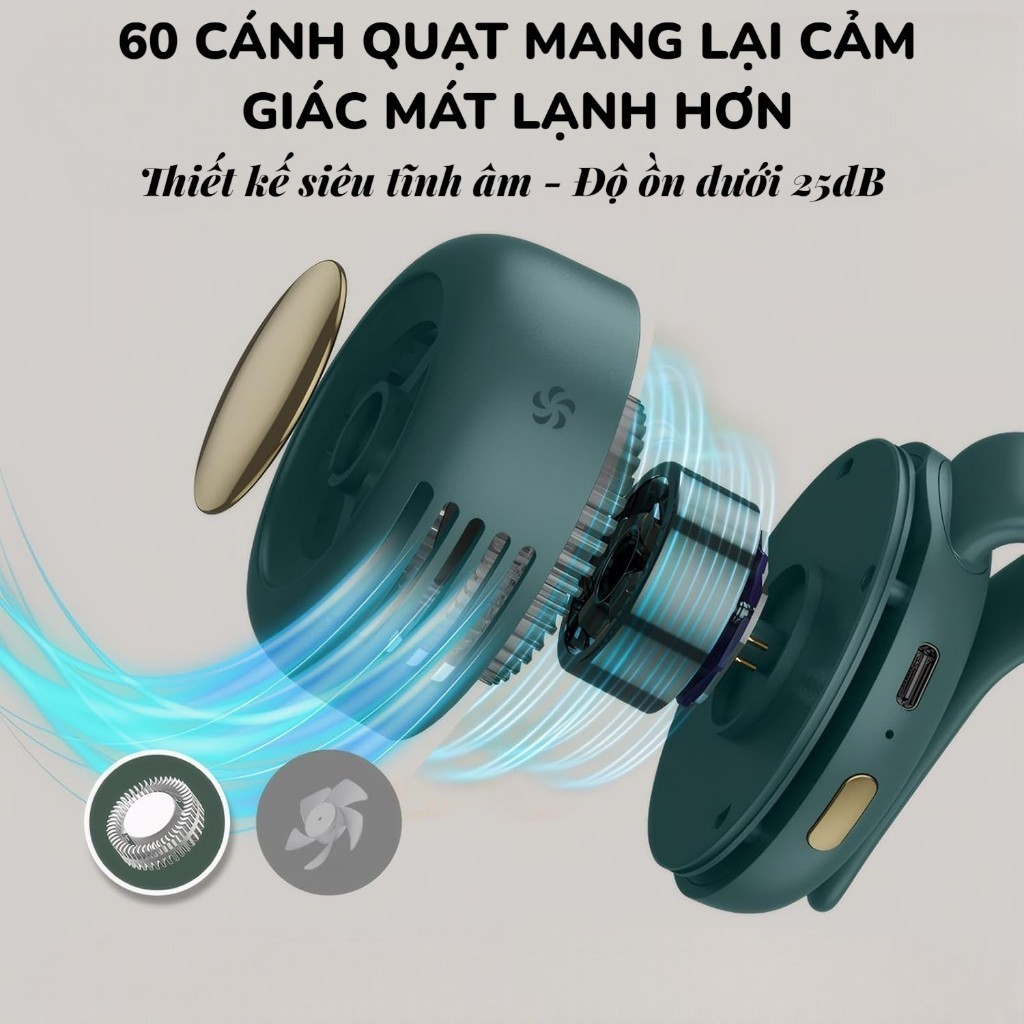 Quạt Mini Kẹp Áo Không Tiếng Ồn ,cực bền pin, Quạt Đeo Eo/Đeo Người Siêu Mạnh, Pin Sạc, 3 Cấp Độ Gió | BigBuy360 - bigbuy360.vn