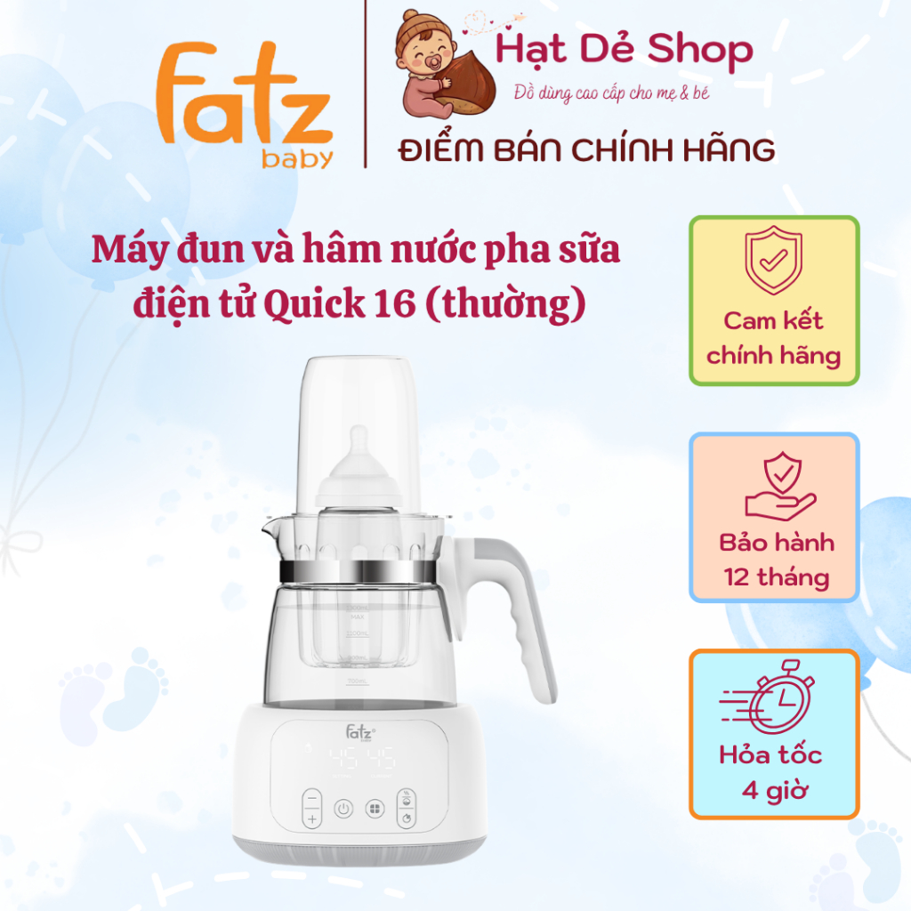 Ấm đun/hâm nước pha sữa Fatzbaby Quick 16 thường [Bảo hành 12 tháng]