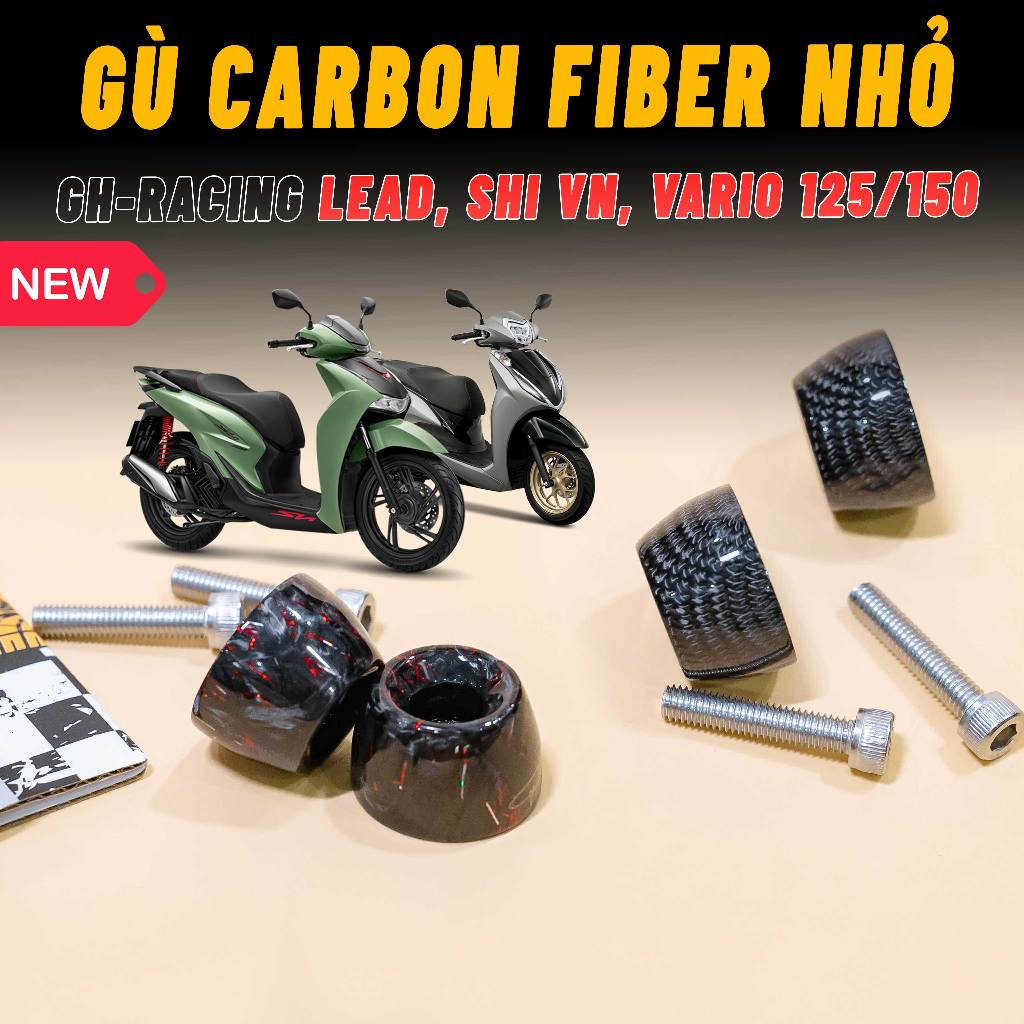 [LOẠI NHỎ 120G] Gù Đầu Bằng Carbon Fiber GH-RACING cho xe SHi, Lead 125, SH Mode, Vario 125/150, SH3