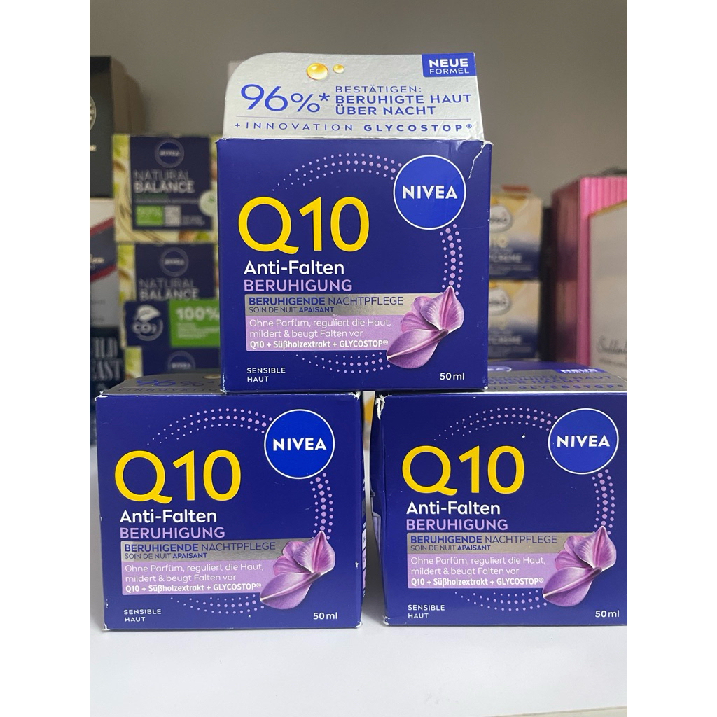 Kem dưỡng da ban đêm NIVEA Q10 chống nhăn và làm dịu da dành cho da nhạy cảm.