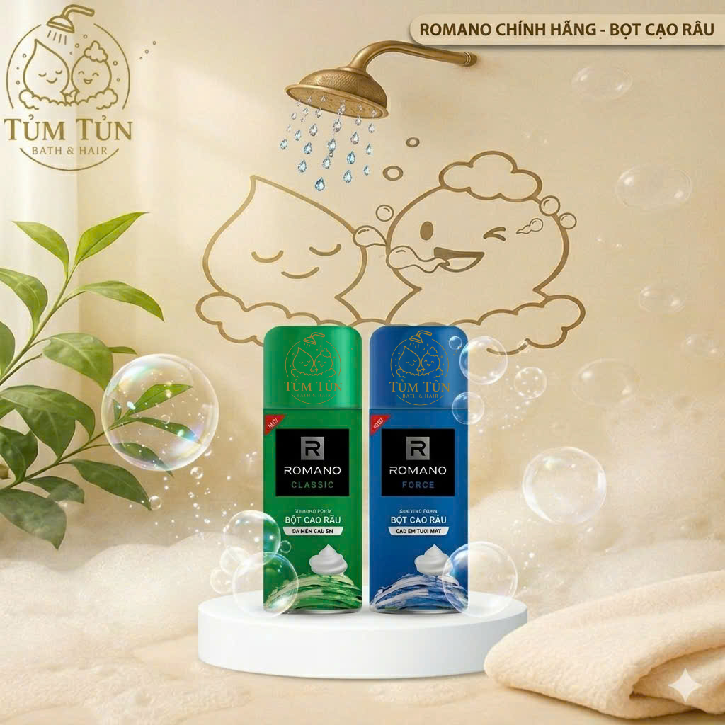 Bọt Cạo Râu Romano Classic/Force 175g Chính Hãng – Bọt Mịn Cạo Êm, Làm Mềm Râu, Hương Thơm Nam Tính