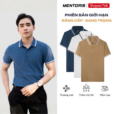 Áo Polo Nam MENTORIS Vải Cotton Mềm Mại, Thiết Kế Đơn Giản,Phiên Bản Giới Hạn, Form Gọn Người MPL34