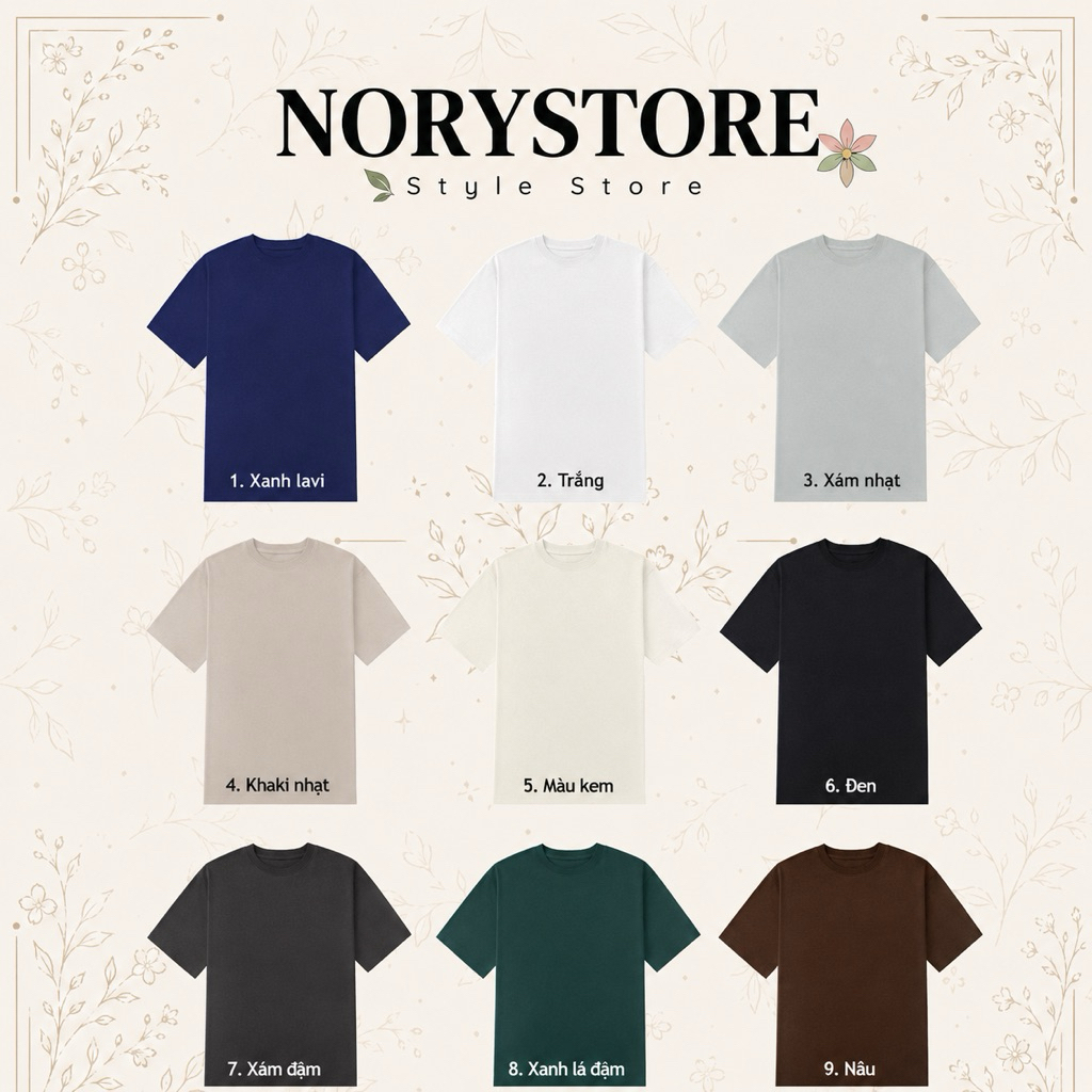 Áo Thun Trơn Unisex Cotton 250gsm NoryStore Premium Full Color Cổ Tròn