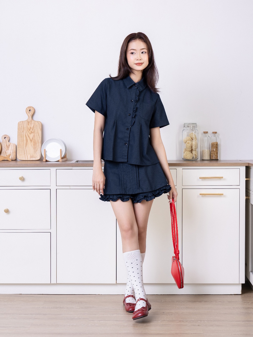 Set denim nữ THE C.I.U, áo sơ mi tay ngắn phối quần giả váy – Kaia Shirt & Kaia Skirt | BigBuy360 - bigbuy360.vn