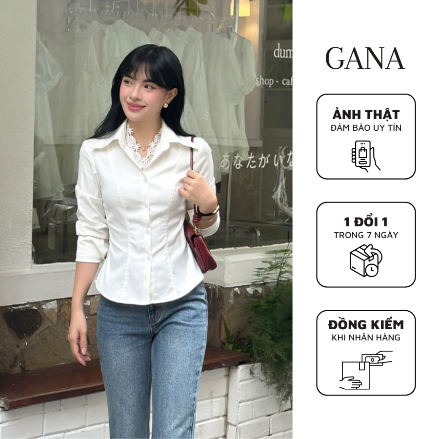 Áo sơ mi kiểu nữ chiết eo tôn dáng chất Kaki Gold cao cấp, dày dặn đứng form Gana Clothing GA078