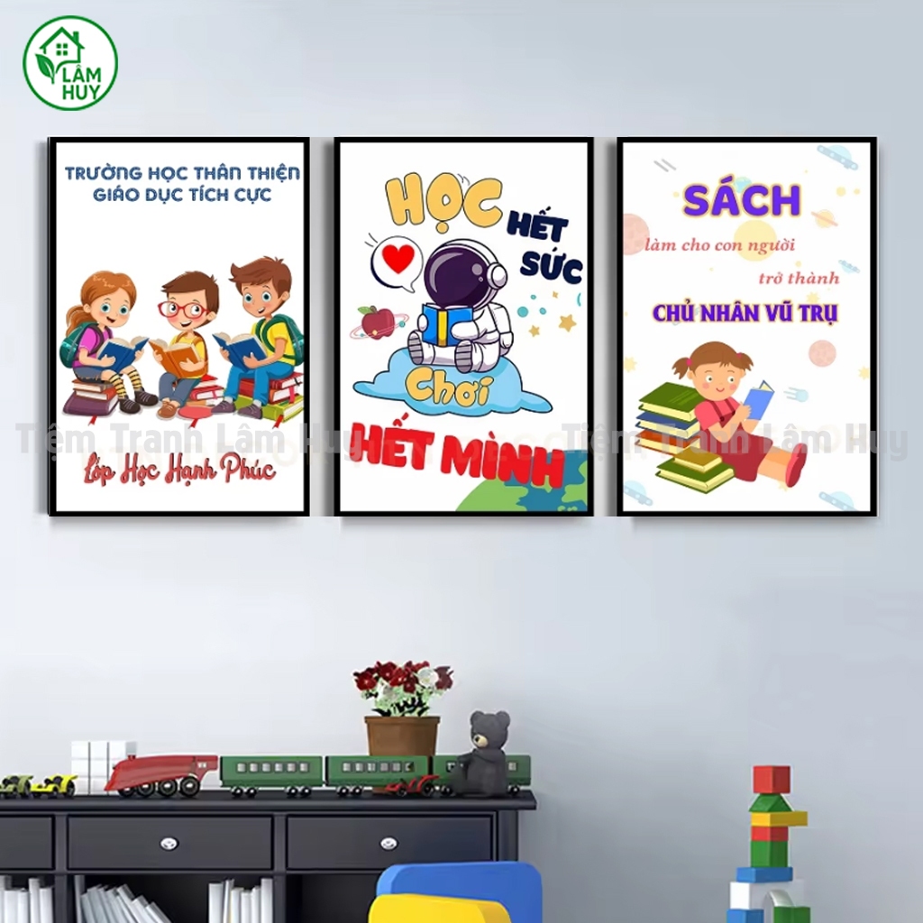 Combo 3 Tranh Slogan Lớp Học,  Tranh Động Lực Phòng Học, Tranh Động lực tiểu học  - tạo động lực