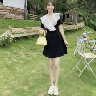 Đầm dự tiệc cổ bèo trắng 3 màu (kèm hình thật)