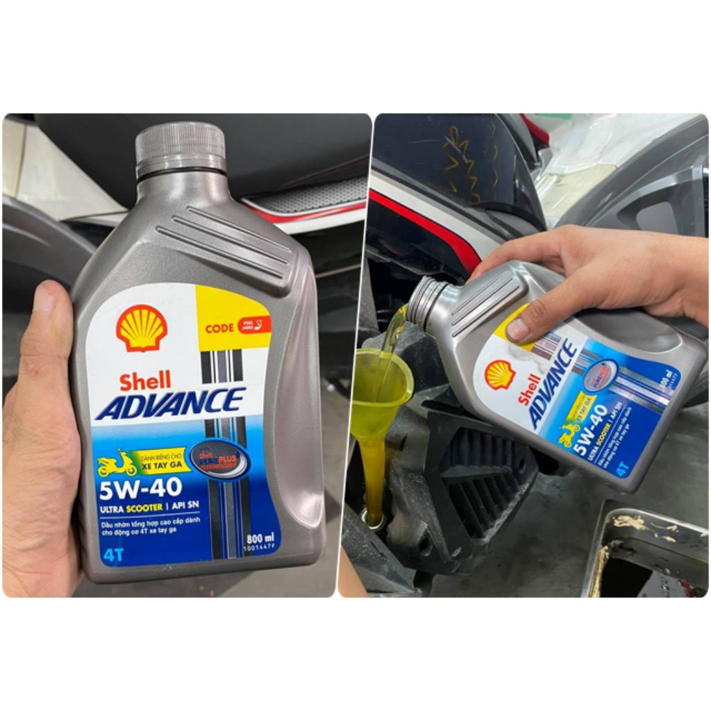 Dầu Nhớt Xe Tay Ga Cao Cấp Shell Advance Ultra Scooter 5W-40 Jaso MB API SP Made in Shell - Việt Nam