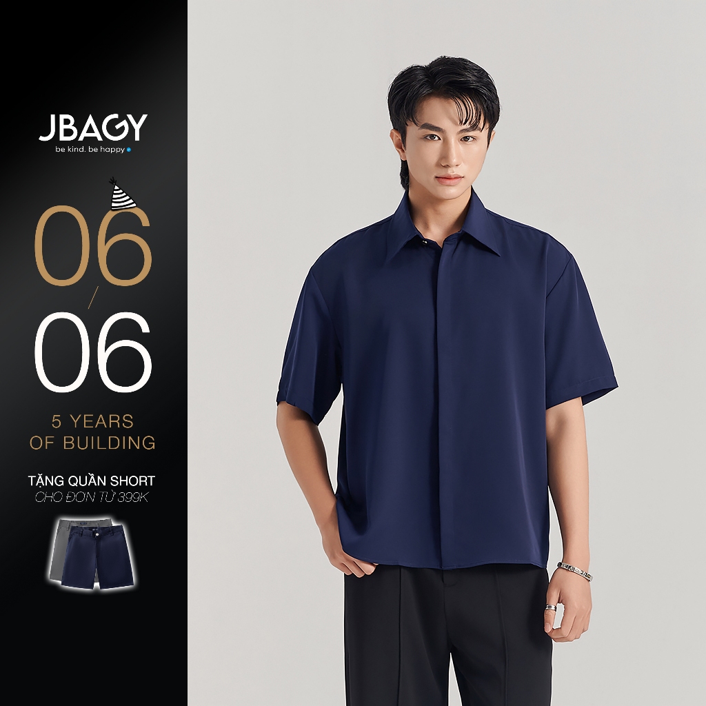 Áo sơ mi nam tay ngắn JBAGY form rộng Relax vải Lụa - JS2501