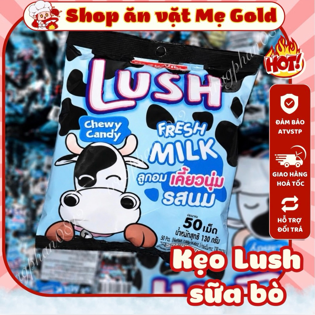Kẹo Lush sữa bò, kẹo sữa tươi viên nhai mềm Lush Jack&Jill Thái Lan (gói 130g)