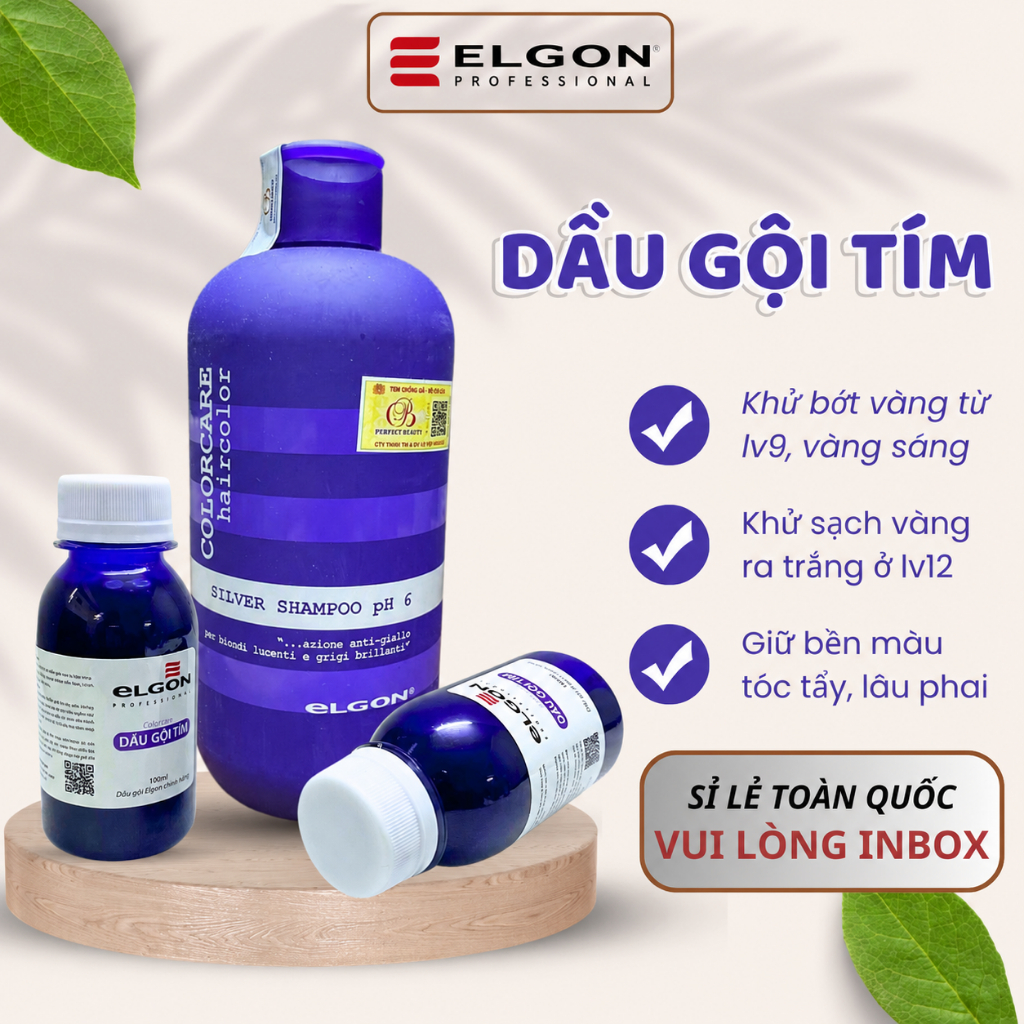 Dầu gội tím Elgon, dầu gội khử vàng và giữ màu dành cho tóc tẩy nhuộm màu