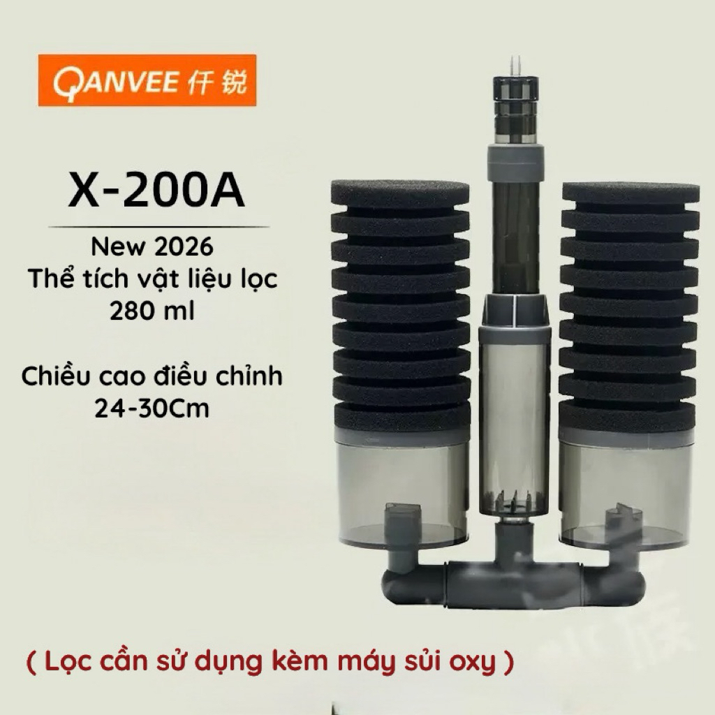 Lọc BIO QS-X-200A / Qs100A - Lọc vi sinh - airlift - Qanvee