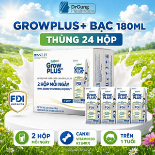 1 Thùng GROW BẠC 24 Hộp 180ml Sữa Dinh Dưỡng Nutifood GrowPLUS+ (Bạc) Cao Lớn Vượt Trội Hộp (24 hộp  x 180ml)