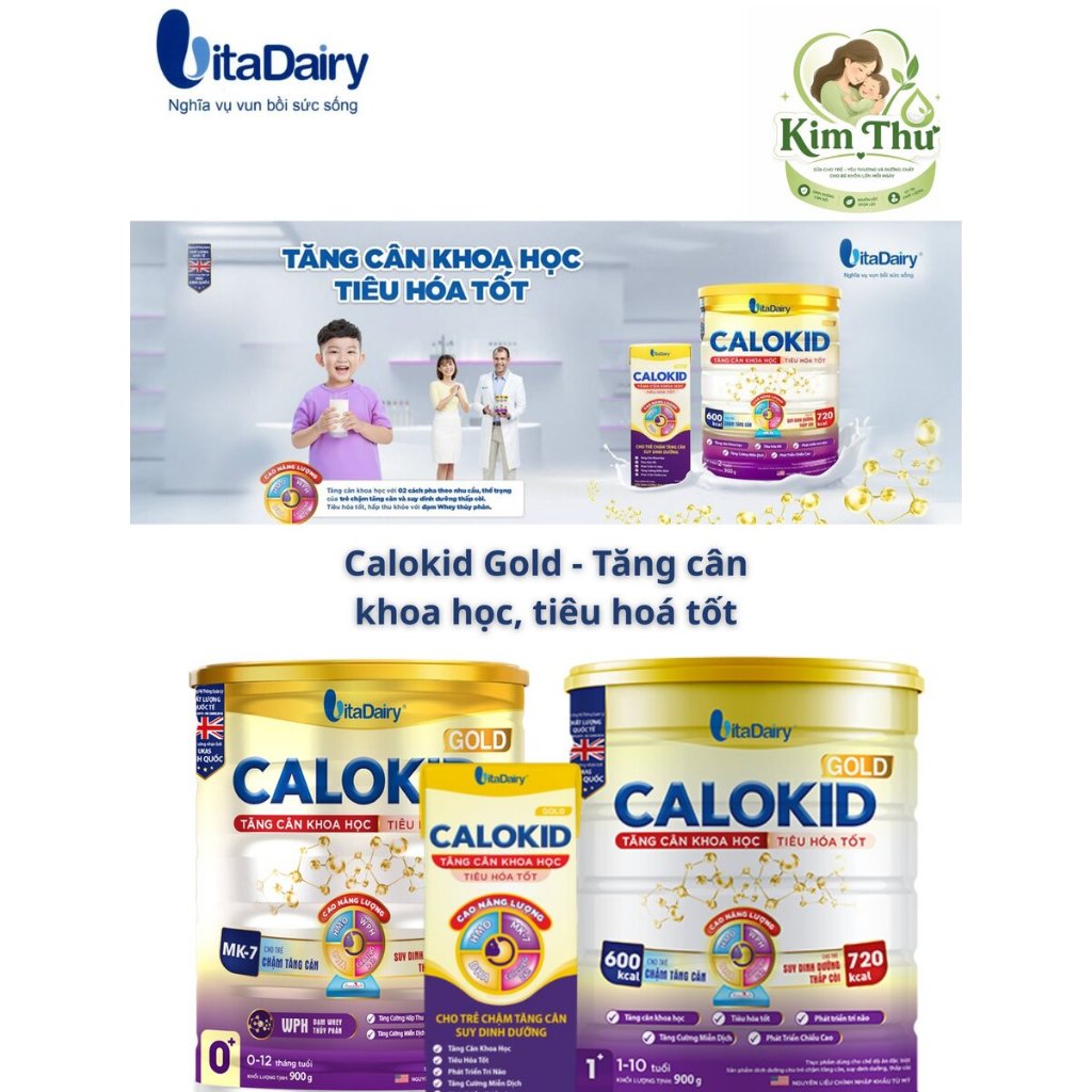 Sữa bột CALOKID 1+ 800g (VitaDairy) Chính Hãng –[COMBO 6LON, 8LON, 12LON]