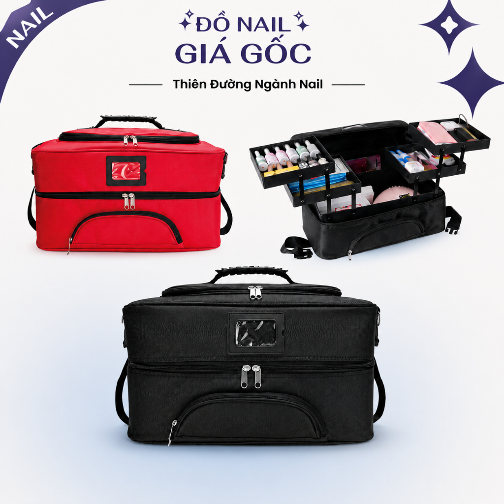 Cốp vải đựng đồ nail vừa máy SUN5 thường, makeup, phun xăm nhiều size, màu - Cốp canvas chống nước