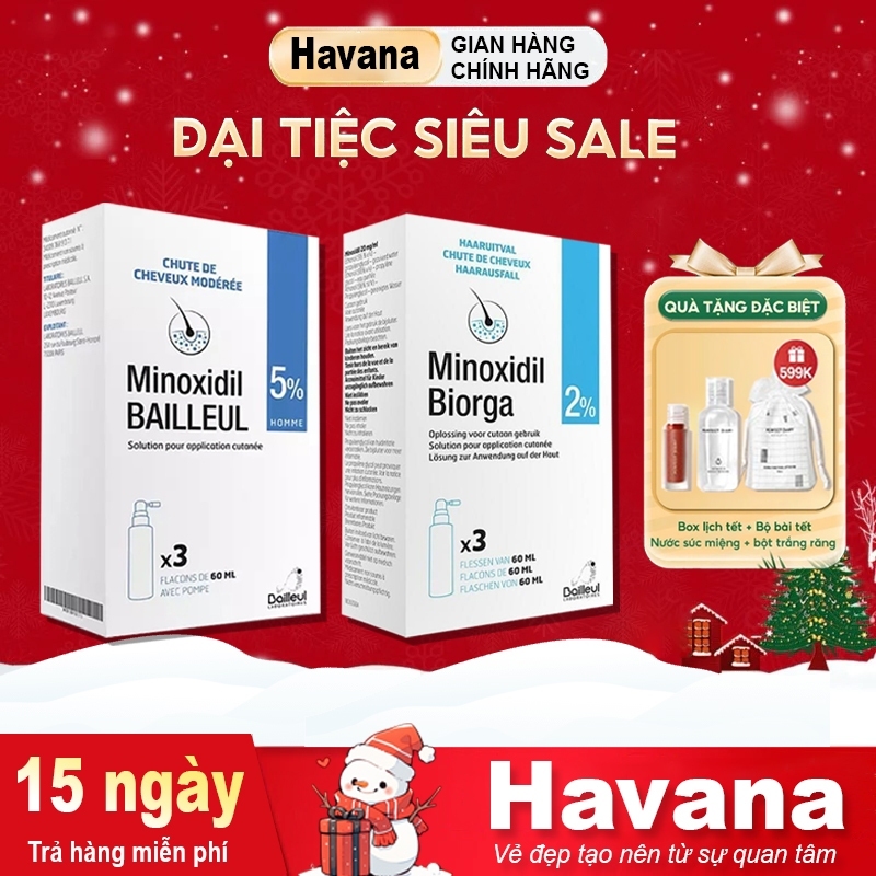 Xịt Mọc Tóc Minoxidil Bailleul 2%, 5% lọ 60ml HVN