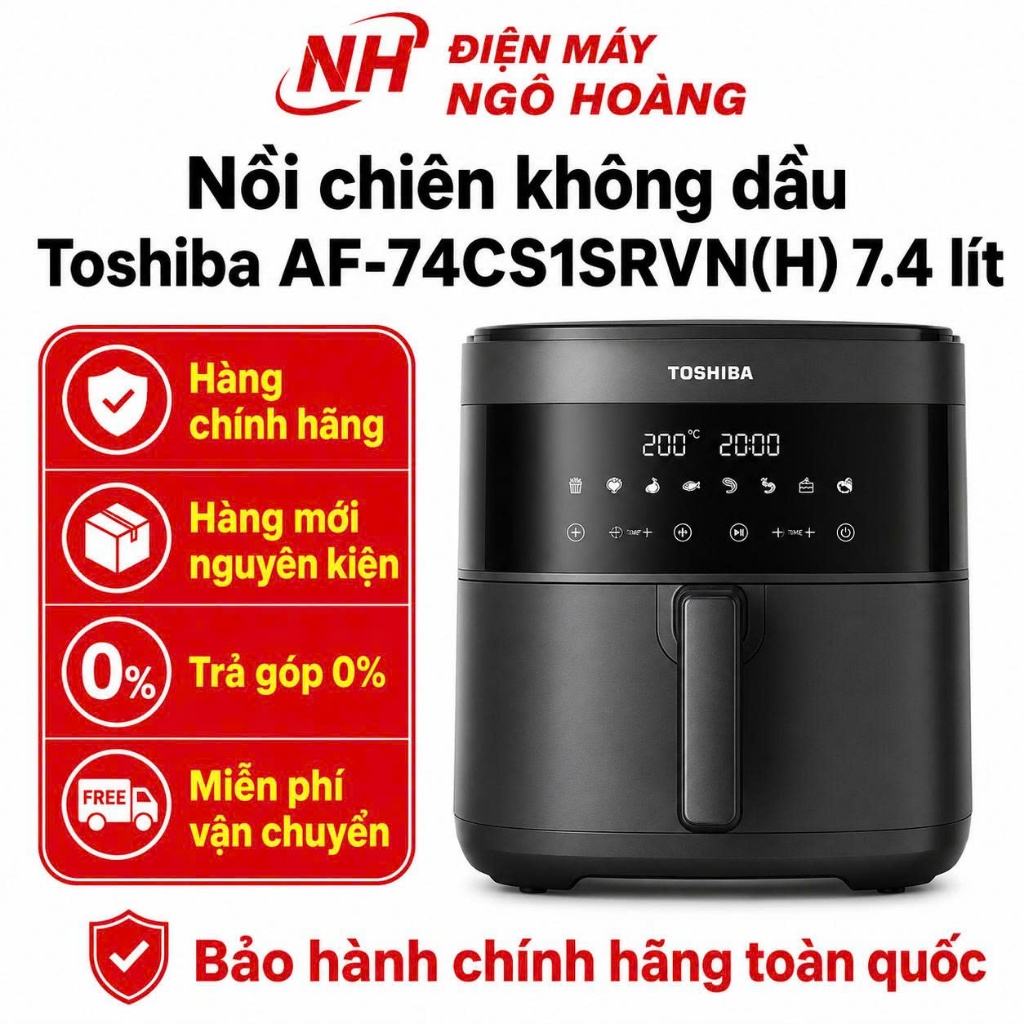 AF-74CS1SRVN(H) - Nồi Chiên Không Dầu Toshiba AF-74CS1SRVN(H) 7.4 Lít Chính Hãng, Công Nghệ Heat-Q, 