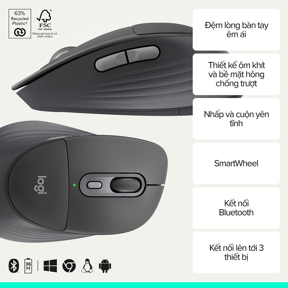 Logitech Signature Comfort Plus M850 L Wireless Mouse - Bluetooth, Palm Cushion | BigBuy360 - bigbuy360.vn